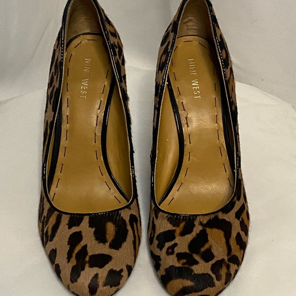 Nine West Leopard Wedges Cow Hide Fur - Picture 5 of 9